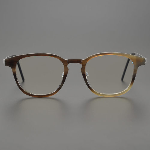 Square Genuine Natural Horn Rimmed Glasses LH7004_Dark Brown