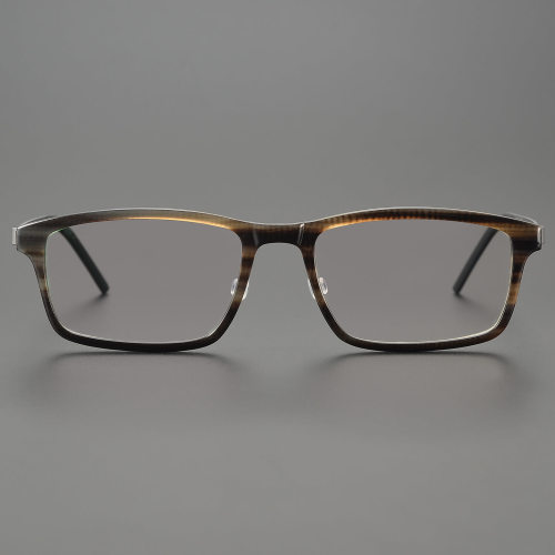 Rectangle Genuine Natural Horn Rim Glasses LH7007_Dark Brown