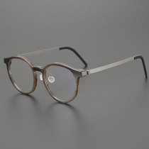 Round Genuine Natural Horn Rim Glasses LH7010_Dark Brown