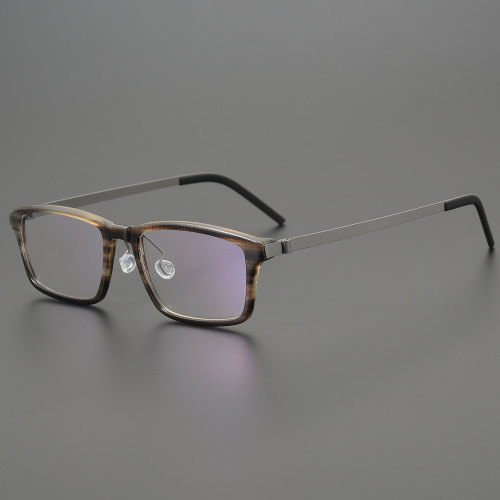 Rectangle Genuine Natural Horn Rim Glasses LH7007_Dark Brown