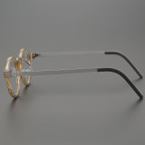 Round Genuine Natural Horn Rimmed Glasses LH7002_Light Brown