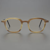 Square Genuine Natural Horn Rim Glasses LH7006_Light Brown Front View