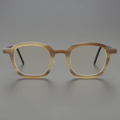 Square Genuine Natural Horn Rim Glasses LH7006_Light Brown