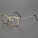 Square Genuine Natural Horn Rimmed Glasses LH7001_Light Brown