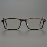 Rectangle Genuine Natural Horn Rim Glasses LH7007_Striped Black Front View