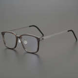 Square Natural Horn Rim Glasses LH7009_Striped Brown