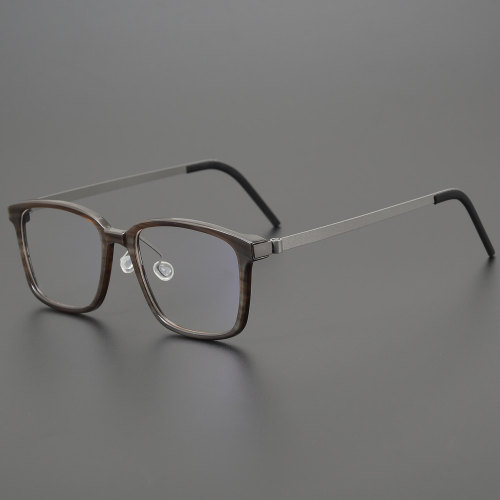 Square Natural Horn Rim Glasses LH7009_Striped Brown