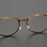 Round Genuine Natural Horn Rim Glasses LH7008_Light Brown