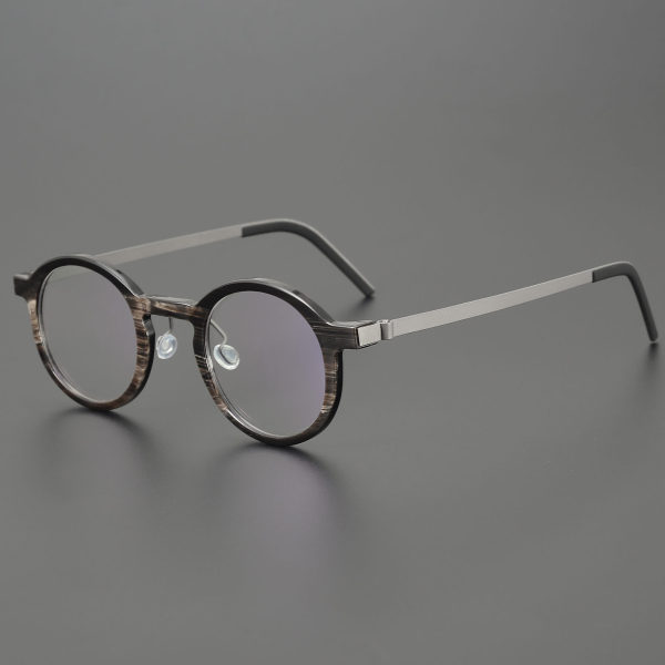 Round Genuine Natural Horn Rimmed Glasses LH7003_Striped Black