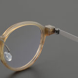 Round Genuine Natural Horn Rimmed Glasses LH7002_Light Brown