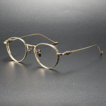 Round Titanium Glasses LE0281_Gold