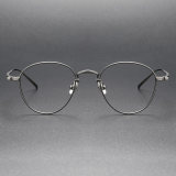 Round Titanium Glasses LE0407_Gunmetal