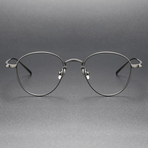 Round Titanium Glasses LE0407_Gunmetal