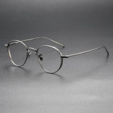 Round Titanium Glasses LE0407_Gunmetal