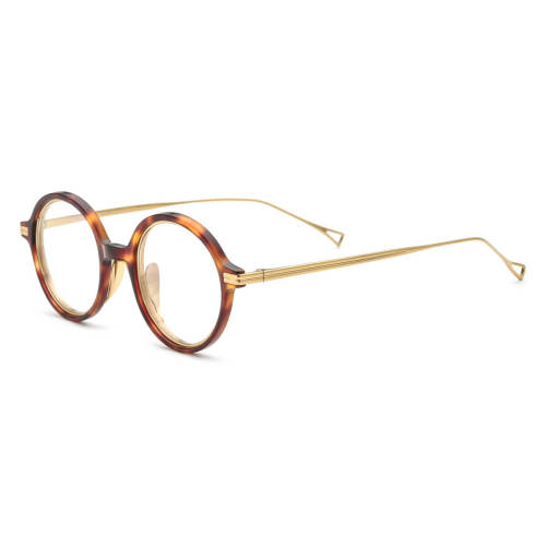 Round Acetate & Titanium Glasses LE0556_Tortoise
