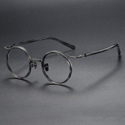 Titanium Round Gunmetal Glasses LE1068_Gunmetal