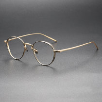 Round Titanium Glasses LE0407_Black - Gold