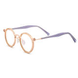 Round Eyeglasses LE0518 – Hypoallergenic Metal Design with Gold Frame & Purple Temples