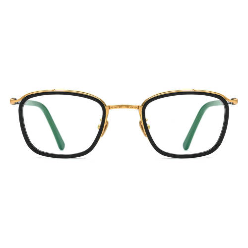 Square Acetate & Titanium Glasses LE0557_Black - Gold