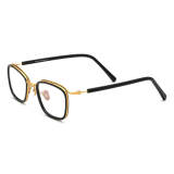 Square Acetate & Titanium Glasses LE0557_Black - Gold