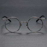 Titanium Round Gunmetal Glasses LE1068_Gunmetal Front View