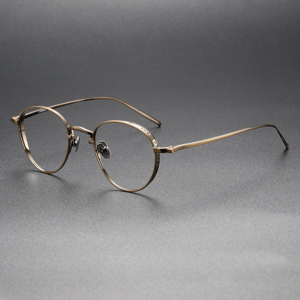 Round Titanium Glasses LE0407_Bronze