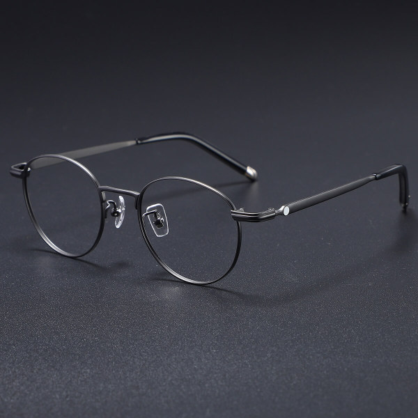 Round Titanium Glasses LE0419_Gunmetal