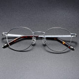 Copy Round Titanium Glasses LE0419_Silver Front View