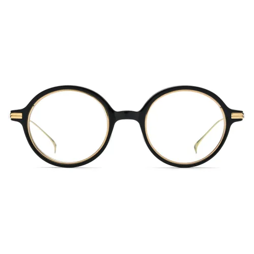 Round Acetate & Titanium Glasses LE0556_Black