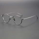 Round Titanium Glasses LE0407_Black - Silver