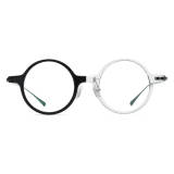 Round Acetate & Titanium Glasses LE0576_Black - Clear Front View