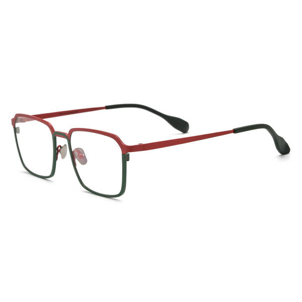 Square Pure Titanium Glasses LE0611_Red - Green