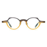 Geometric Acetate Eyeglasses LE0732_Yellow & Gray Front View