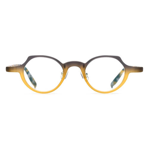Geometric Acetate Eyeglasses LE0732_Yellow & Gray