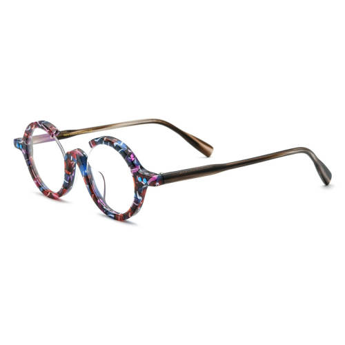 Round Acetate Glasses LE0638_Blue Tortoise