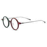 Round Acetate & Titanium Glasses LE0576_Green - Red