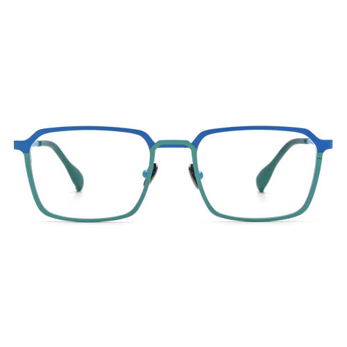 Square Pure Titanium Glasses LE0611_Blue - Green