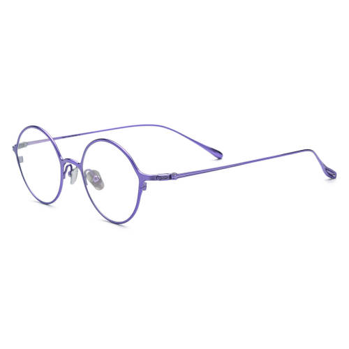 Round Pure Titanium Glasses LE0603_Purple
