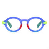 Round Acetate Glasses LE0766_Blue Front View