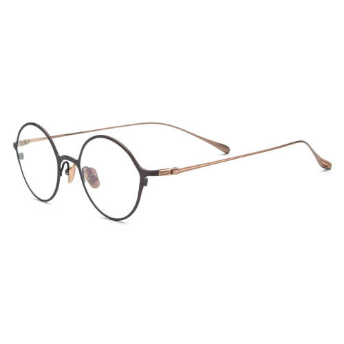 Round Pure Titanium Glasses LE0603_Brown