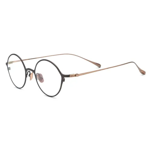 Round Pure Titanium Glasses LE0603_Brown