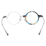 Round Acetate & Titanium Glasses LE0576_Blue - Clear