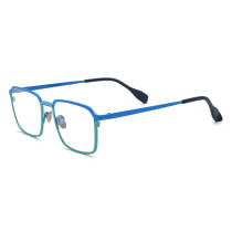 Square Pure Titanium Glasses LE0611_Blue - Green