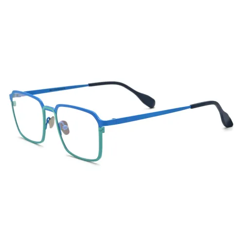 Square Pure Titanium Glasses LE0611_Blue - Green