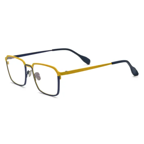 Square Pure Titanium Glasses LE0611_Blue - Yellow