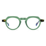 Round Acetate Glasses LE0646_Green Front View
