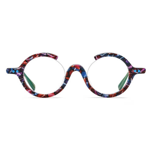 Round Acetate Glasses LE0638_Blue Tortoise