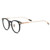 Round Acetate & Titanium Glasses LE0565_Black
