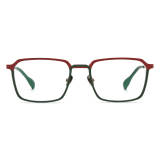 Square Pure Titanium Glasses LE0611_Red - Green Front View
