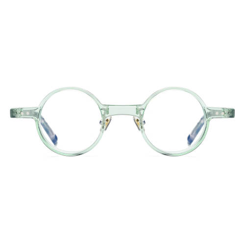 Round Acetate Glasses LE0637_Clear Green